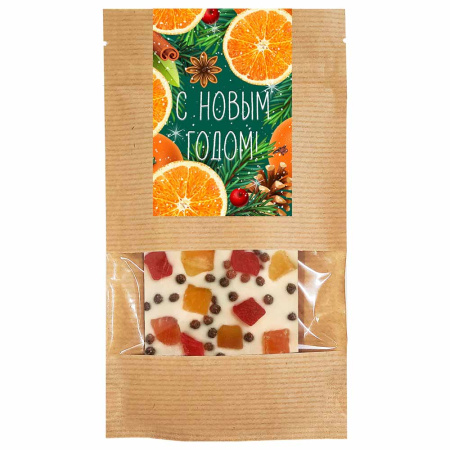 Шоколад белый с рисовыми шоколадными шариками, цукатами папайи 55г