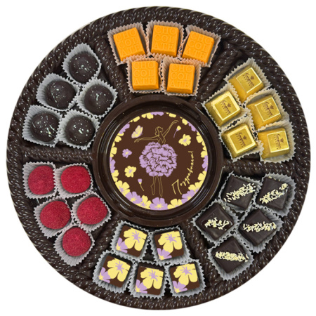 Конфеты ручной работы, ассорти и шоколада набор круглый 340г Конфеты ручной работы, ассорти и шоколада набор круглый 340г