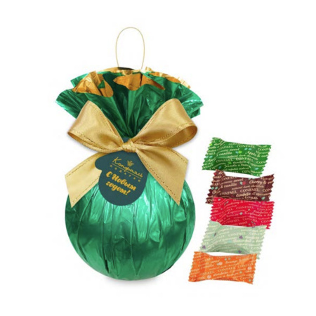 Зеленый елочный шарик с мармеладом-суфле 210г