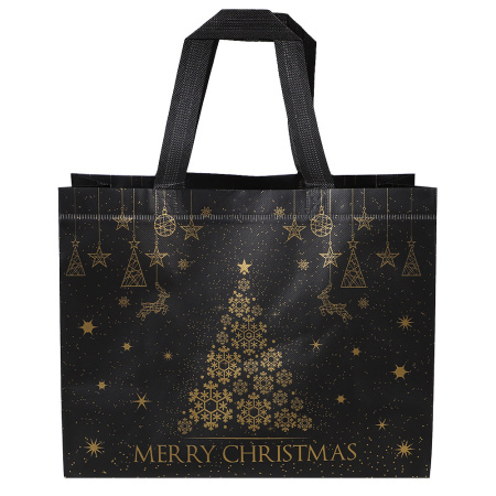 Сумка черная с золотым принтом 32*14*25.5 см