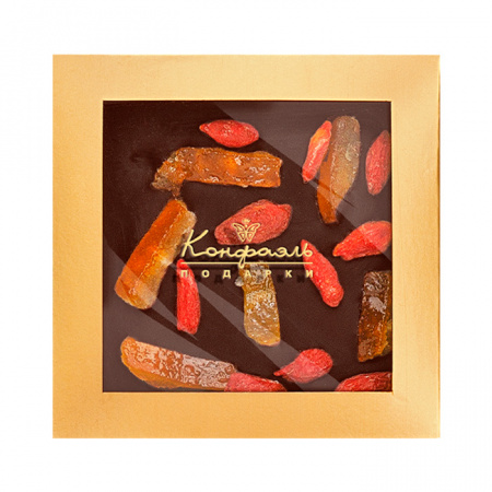 Шоколад горький с цукатами апельсиновых корочек и ягодами Годжи 35г