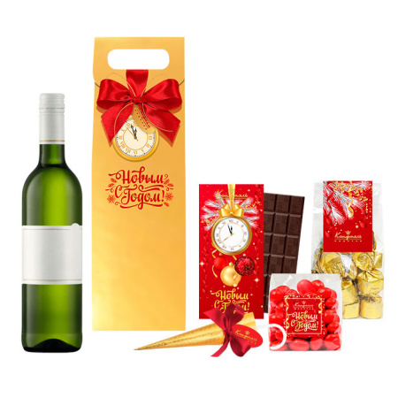 Подарочная сумочка с шоколадными наборами: шоколад, драже, конфеты 385г