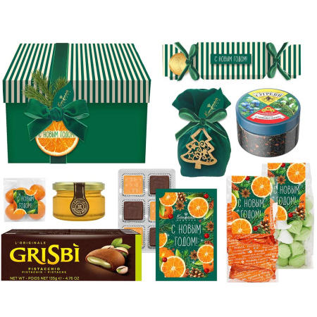 Набор конфет: ассорти, мармелад-суфле, меренги, драже, мед, печенье, чай