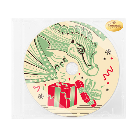 Диск из белого шоколада с декором дракон