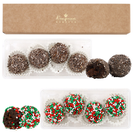 Набор конфет лилаки из хурмы в сахарной посыпке, с семенами чиа 80г