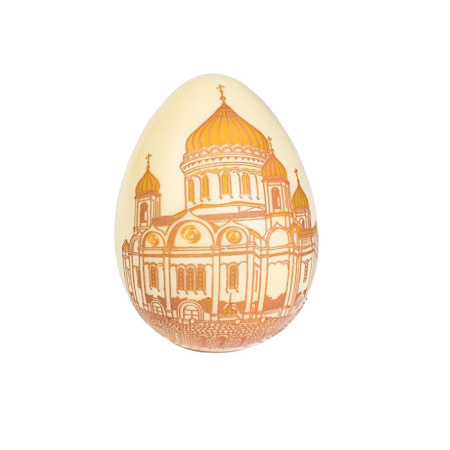 Яйцо из белого шоколада с изображением Храма Христа Спасителя Яйцо из белого шоколада с изображением Храма Христа Спасителя