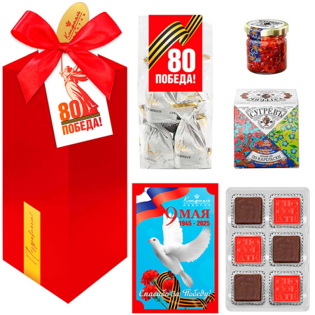 Набор конфет ассорти, суфле-безе, чай и варенье набор 9 мая 235г