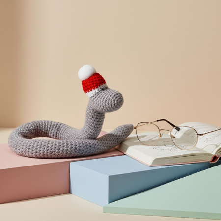 Мягкая игрушка змея серая