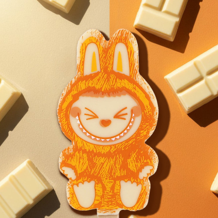 "Лабубушка" шоколад белый на палочке 19г (оранжевый декор)