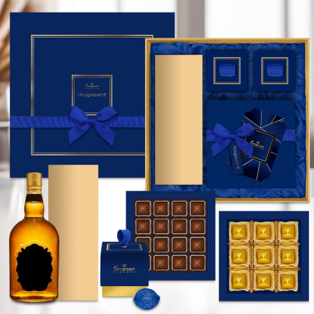 Набор: шоколадные конфеты ассорти, сухофрукты, марципановые