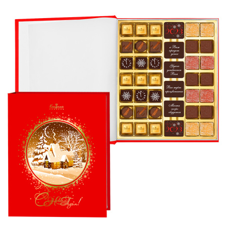 Книга с конфетами большая "С Новым Годом!": шоколад, мармелад, конфеты "Ассорти" 405г