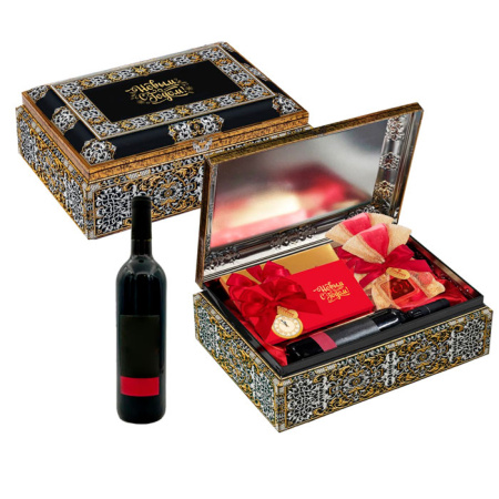 Подарочный набор шкатулка: шоколад, мармелад, конфеты 845г