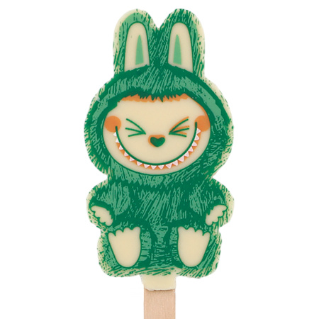 "Лабубушка" шоколад белый на палочке 19г (зеленый декор)