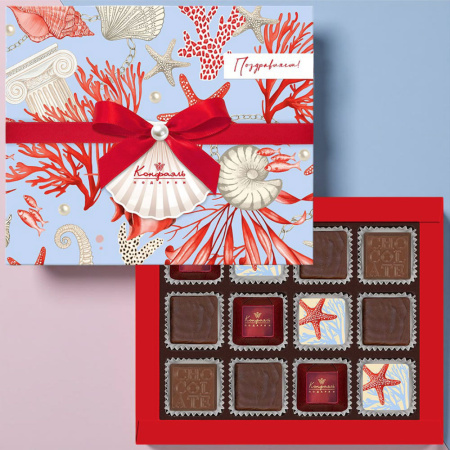 Суфле со вкусом "манго", шоколадные конфеты типа "Ассорти" 95г