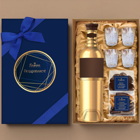 Набор: драже, цукаты, стопки хрустальные 4 шт. 125г