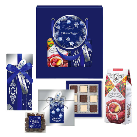 Набор с конфетами: ассорти, суфле, драже, чай