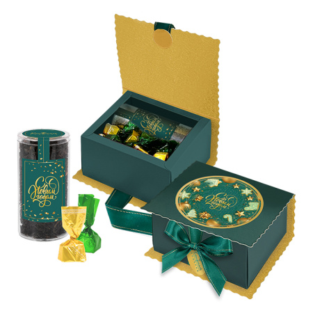 Набор шоколадных конфет ассорти и чая - С Новым Годом