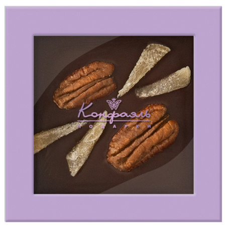 Шоколад горький с цукатами имбиря и орехом пекан