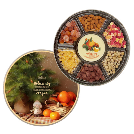 Подарочный набор Бенефис: шоколад, цукаты, сухофрукты, орехи 460г