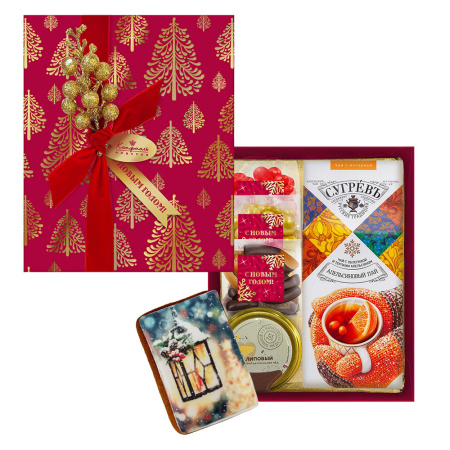 Набор: цукаты, драже, пряник, мед, чай