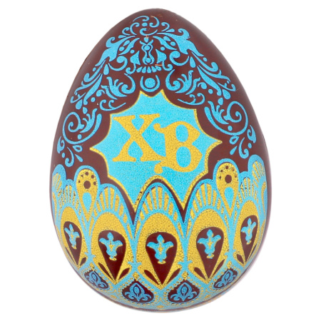 Яйцо из молочного шоколада ХВ синий орнамент