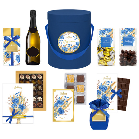 Коробка с конфетами: ручной работы, мягкий грильяж, ассорти, мармелад, шоколад