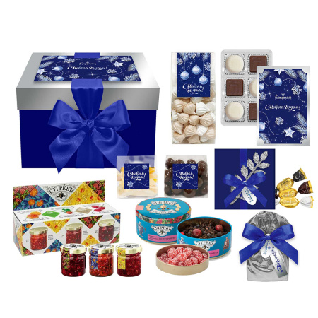 Набор с конфетами: мармелад, меренги, драже, варенье, чай Набор с конфетами: мармелад, меренги, драже, варенье, чай