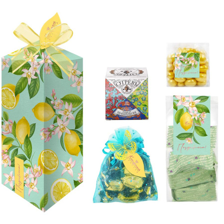 Набор: драже, конфеты глазированные, чай  345г