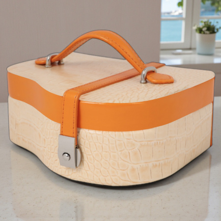 Шкатулка для украшений оранжевая 21х12х8 см