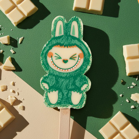 "Лабубушка" шоколад белый на палочке 19г (зеленый декор)