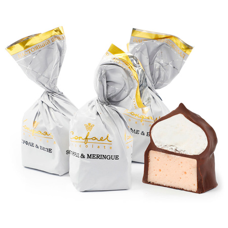 Шоколадное, кофейное и клубничное суфле и безе набор 215г