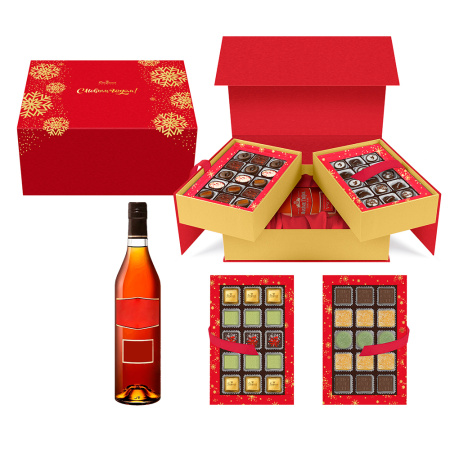 Красный набор с конфетами: ассорти, ручной работы