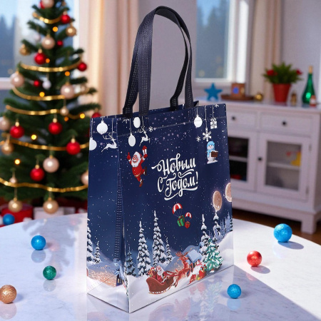 Сумка- шоппер "С Новым годом" 30х35х13см