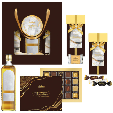 Набор с конфетами ассорти, мягкий грильяж, сухофруктов