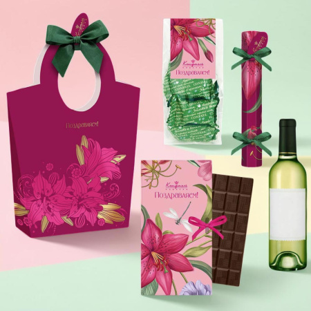 Сумочка: шоколад, конфеты сухофрукты, мармелад-суфле 245г