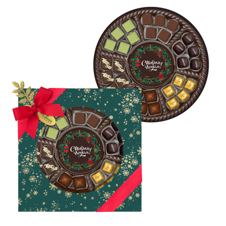 Набор конфет ассорти, мягкий грильяж, сухофрукты в шоколаде 385г