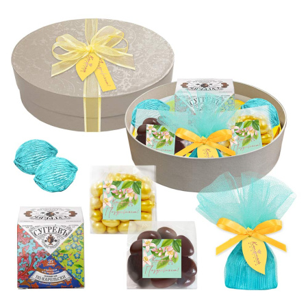 Набор: драже, конфеты глазированные, чай