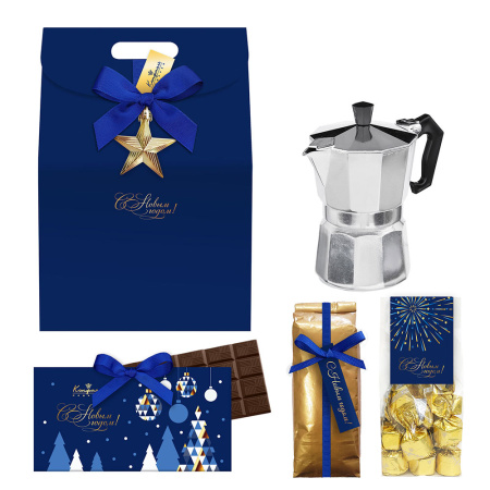 Сумочка с конфетами ассорти, кофе, кофеварка, шоколад