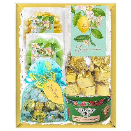 Набор: шоколад, драже, мармелад, конфеты ассорти, варенье, чай 500г